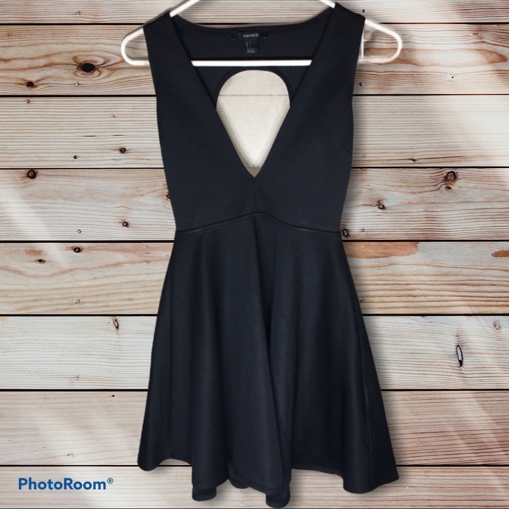 Forever 21 dress black A-line skater style dress size small twirling dress - Picture 3 of 6